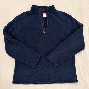 FL Woods Men Navy Quarter Zip Med - Preppy Classic Resortwear - Thick Dense Knit